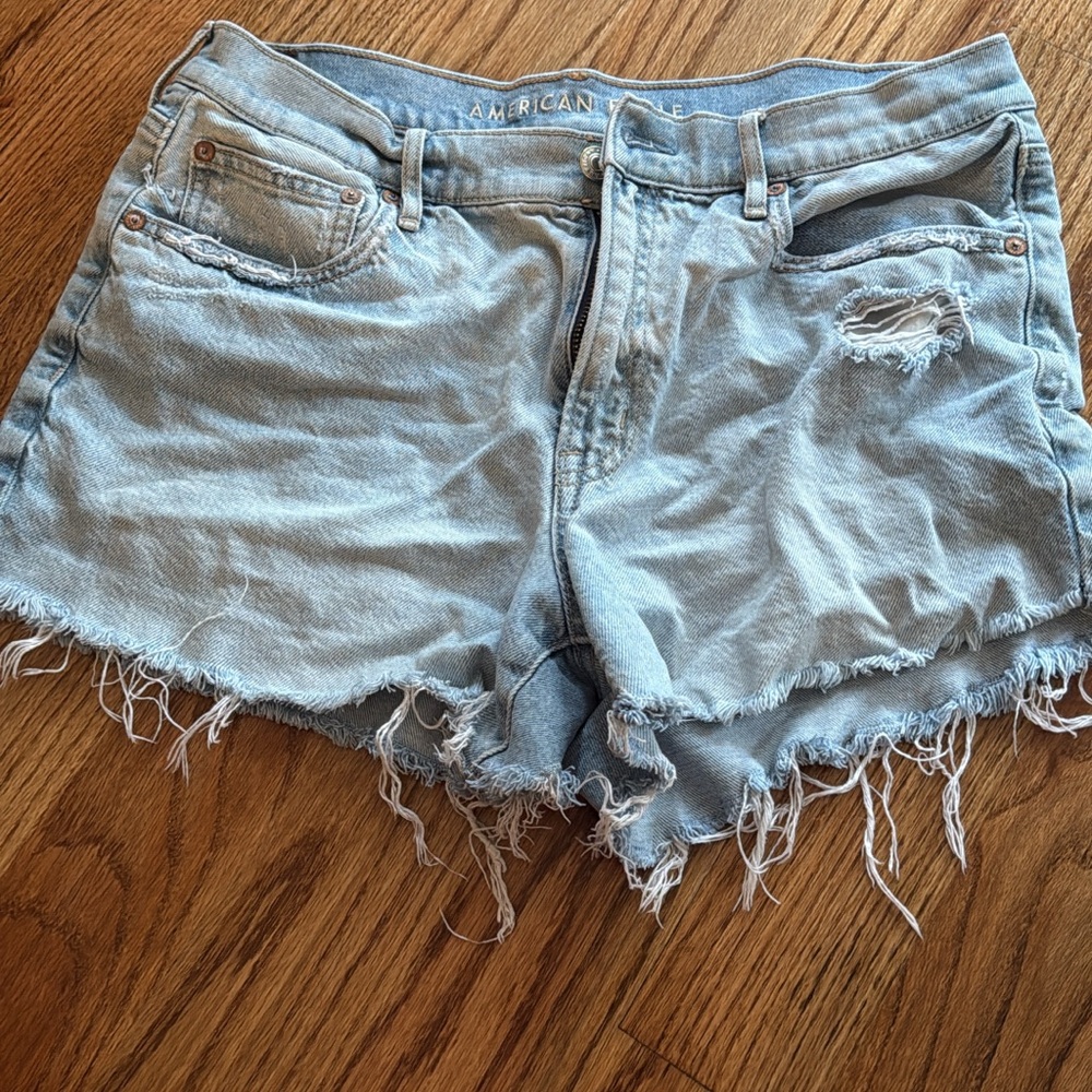 American Eagle Outfitters Frayed Light Blue Jean Shorts